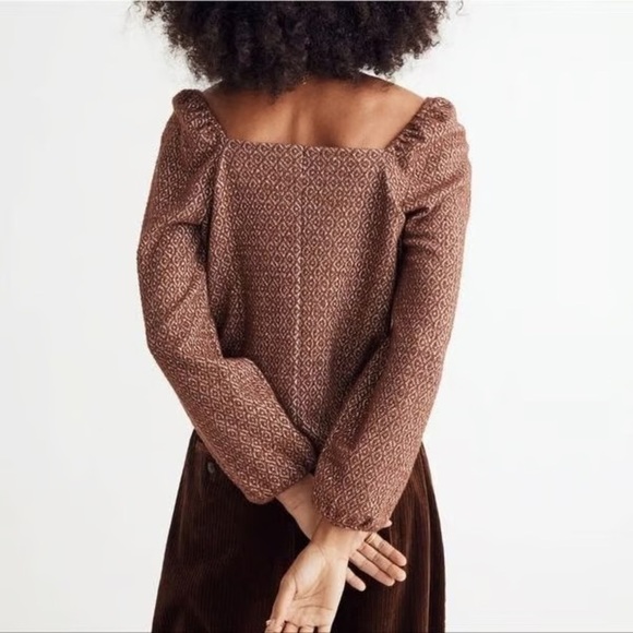 MADEWELL | Jacquard knit square neck puff sleeve | size large - Picture 2 of 5